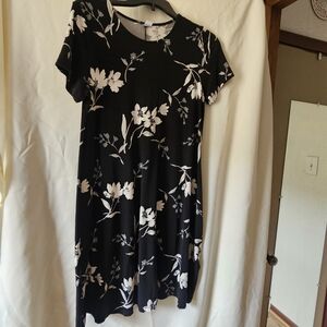 Old Navy Black Mini Dress with White Floral Print